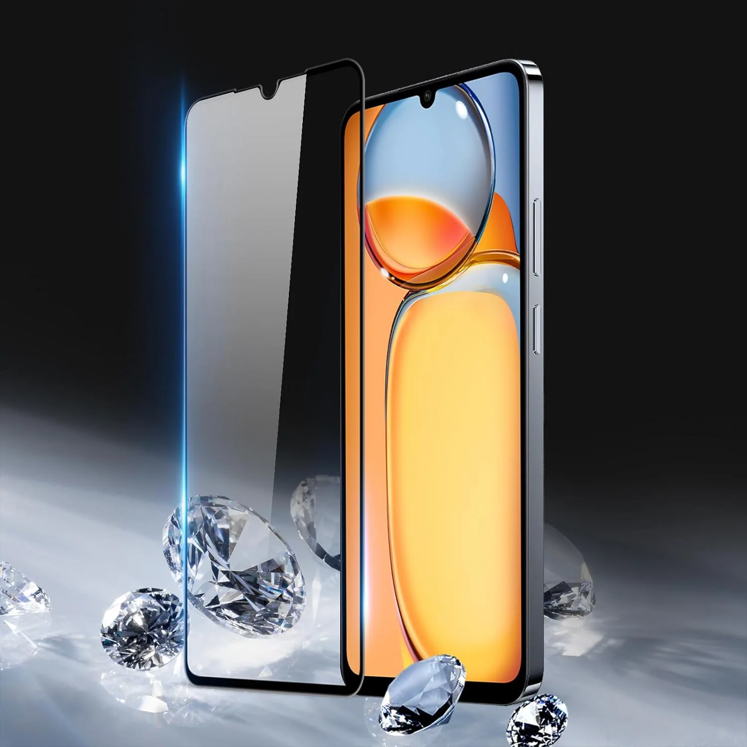 محافظ صفحه نمایش شیشه ای تمپرد فول چسب لبه به لبه نصب آسان EMODIL برای Xiaomi Redmi 13C / Poco C65
