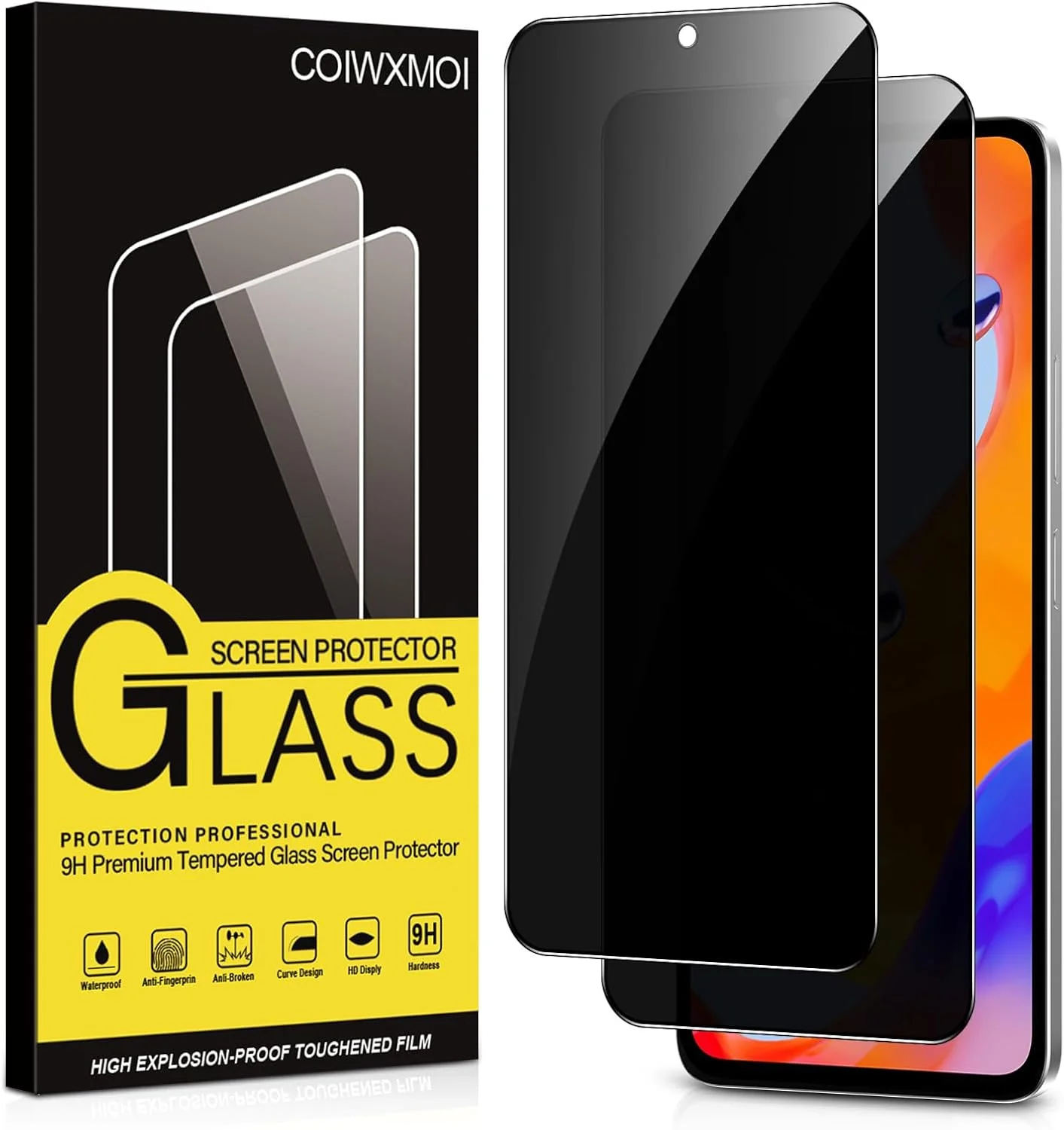 محافظ صفحه نمایش حریم خصوصی Coiwxmoi برای شیائومی Redmi Note 11 Pro، محافظ صفحه نمایش شیشه ای حرارت دیده ضد جاسوسی، سختی 9H، ضد خش، بدون حباب، HD ضد جاسوسی، محافظ صفحه نمایش شیشه ای حرارت دیده حریم خصوصی