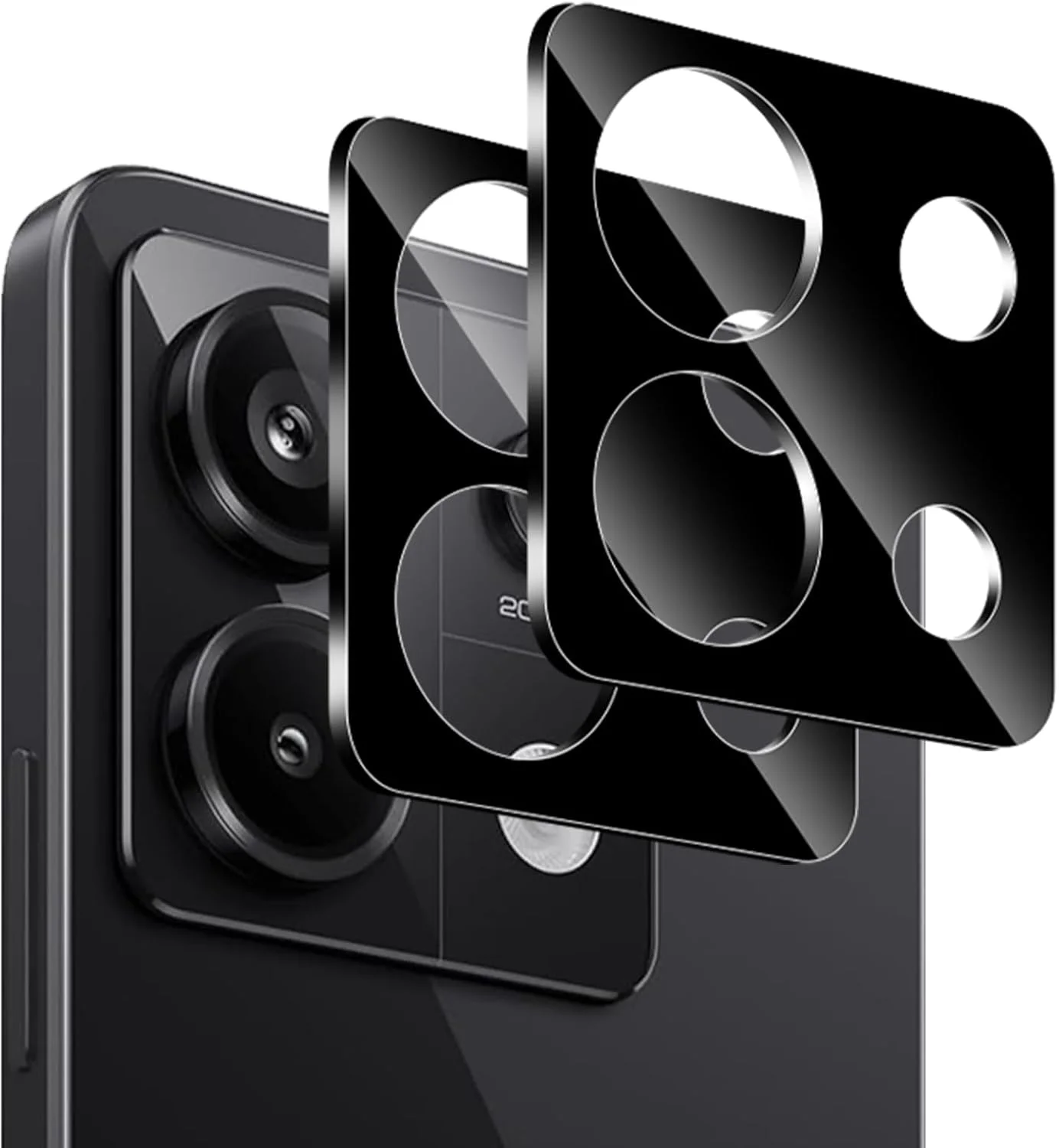 محافظ لنز دوربین گوشی شیائومی Redmi Note 13 Pro 5G هاوفان مدل شیشه ای، بسته 2 عددی - مشکی فضایی