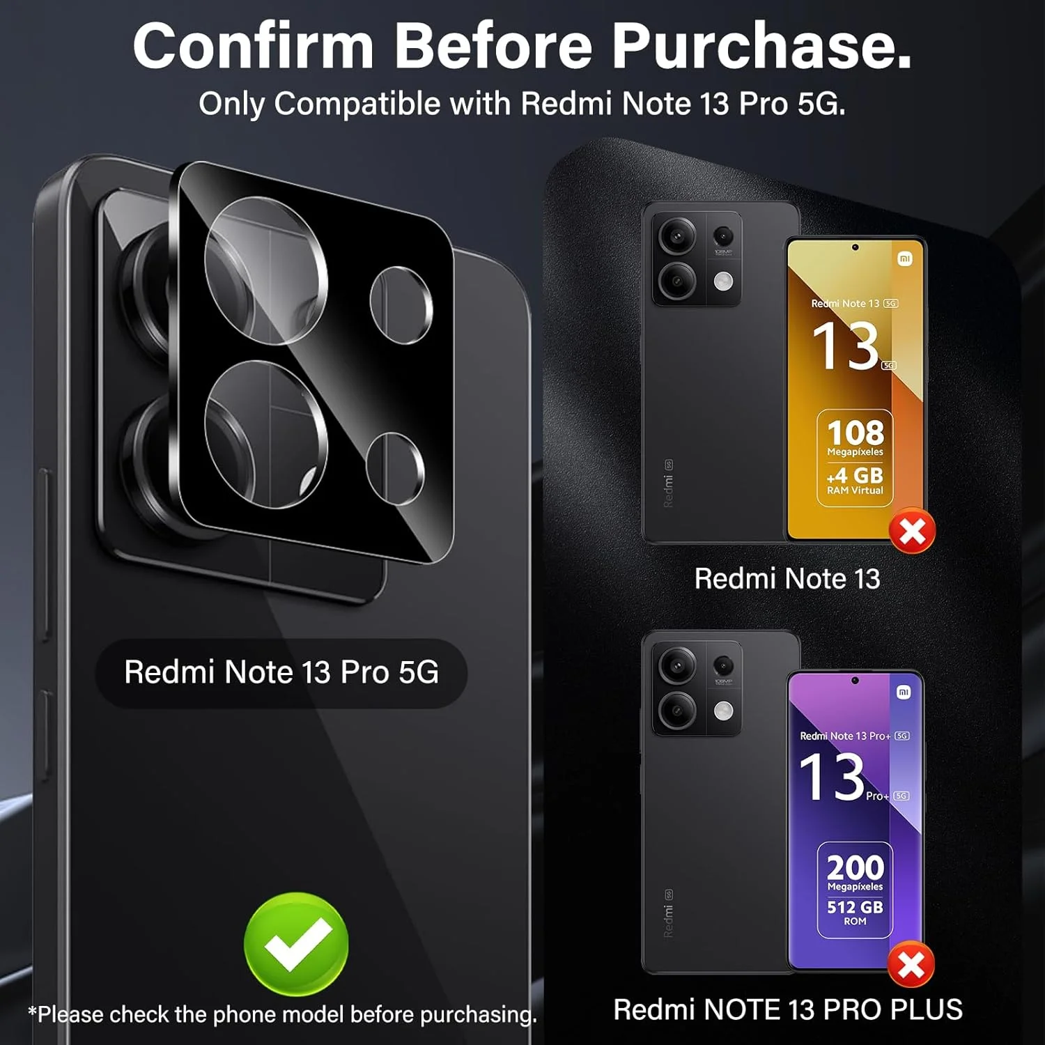 محافظ لنز دوربین گوشی شیائومی Redmi Note 13 Pro 5G هاوفان مدل شیشه ای، بسته 2 عددی - مشکی فضایی