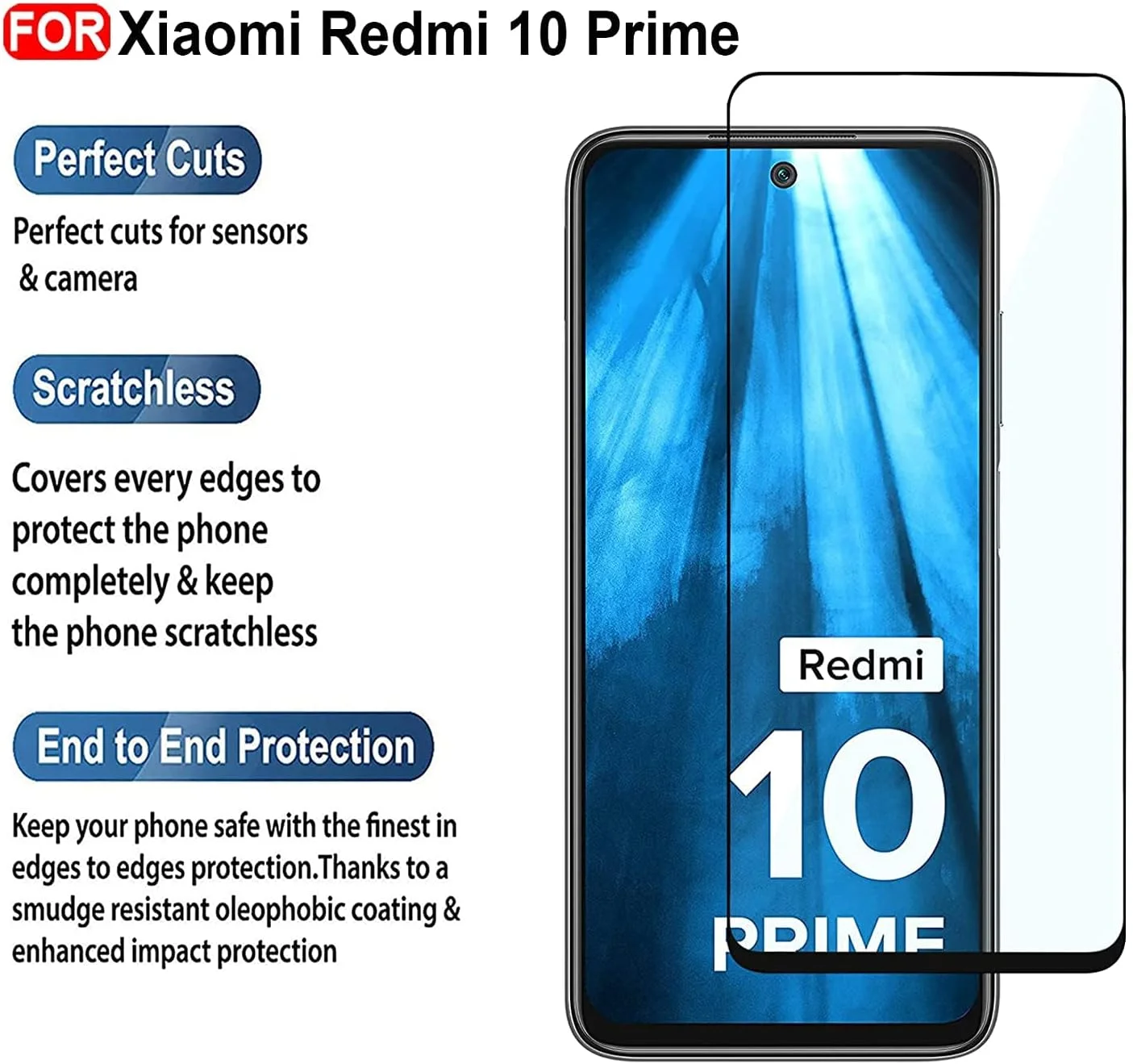 محافظ صفحه نمایش شیشه ای حرارت دیده با پوشش کامل و چسب کامل لبه به لبه Muzz برای شیائومی ردمی 10 پرایم (مشکی)