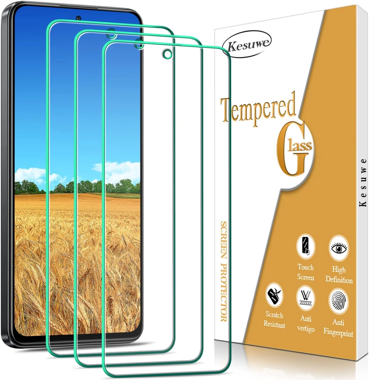 محافظ صفحه نمایش کسووه [بسته 3 عددی] برای شیائومی ردمی نوت 11 پرو، ردمی نوت 11 پرو 5G، شیشه حرارت دیده با سختی 9H، ضد خش، ضد اثر انگشت، سازگار با قاب، نصب آسان، بدون حباب