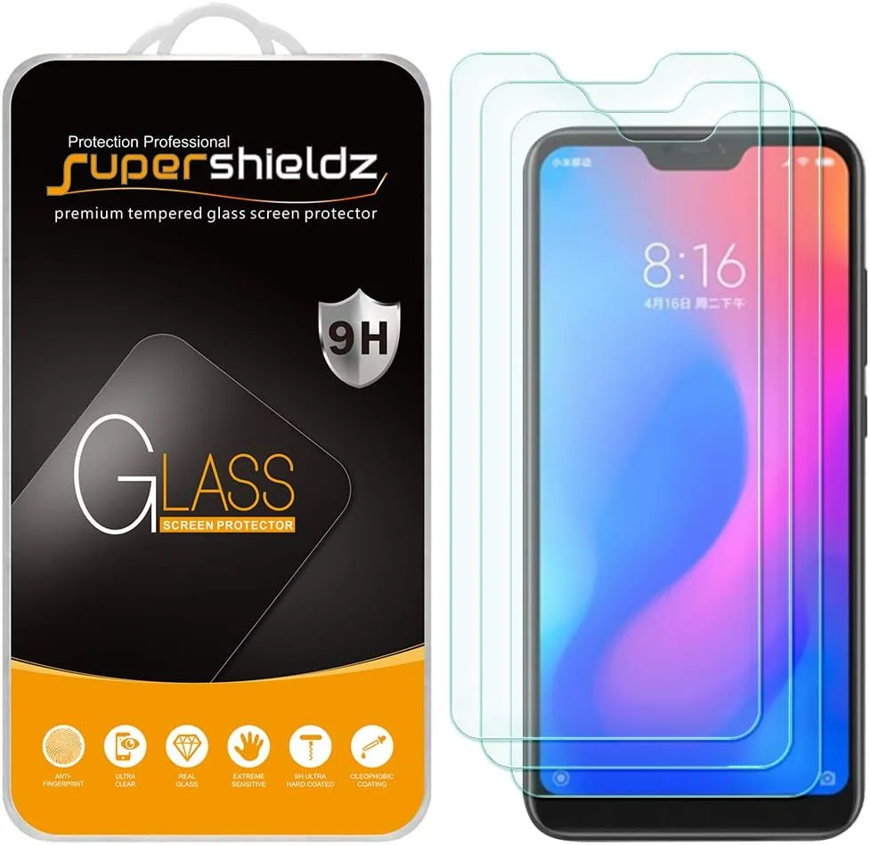 محافظ صفحه نمایش شیشه ای تمپرد (3 عددی) Supershieldz برای شیائومی Mi A2 Lite، ضد خش و بدون حباب