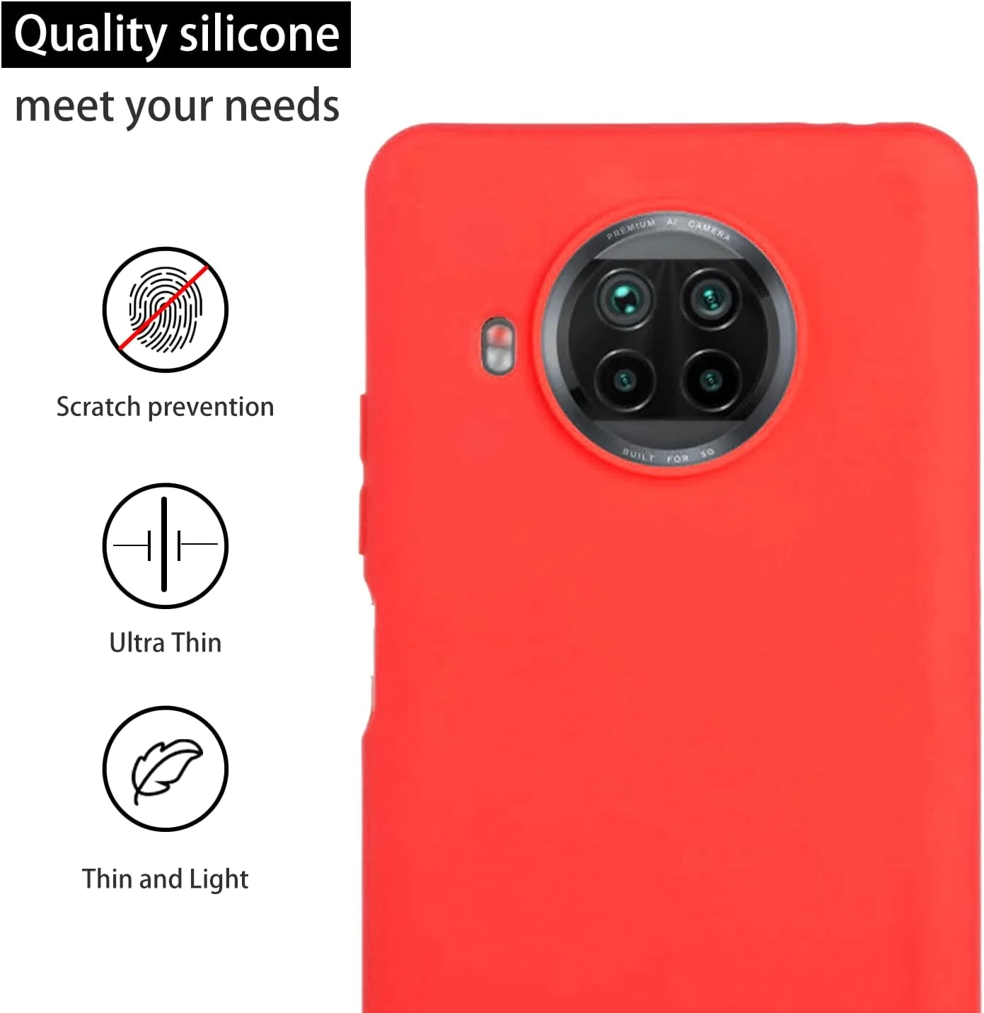 کاور محافظ گوشی شیائومی می 10 لایت 5G مدل CUZZCASE به همراه محافظ صفحه نمایش شیشه ای، ژل سیلیکونی نرم و مقاوم در برابر خراش - قرمز