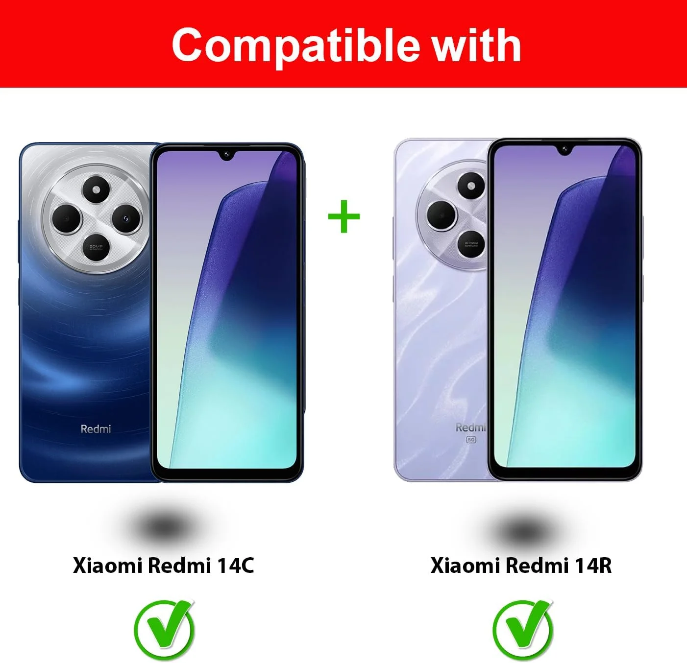 محافظ صفحه نمایش الحتروشی سازگار با شیائومی Redmi 14C / شیائومی Redmi 14R، شیشه حرارت دیده [ضد تابش نور] [پوشش کامل HD] [نصب آسان] [حساس به لمس]