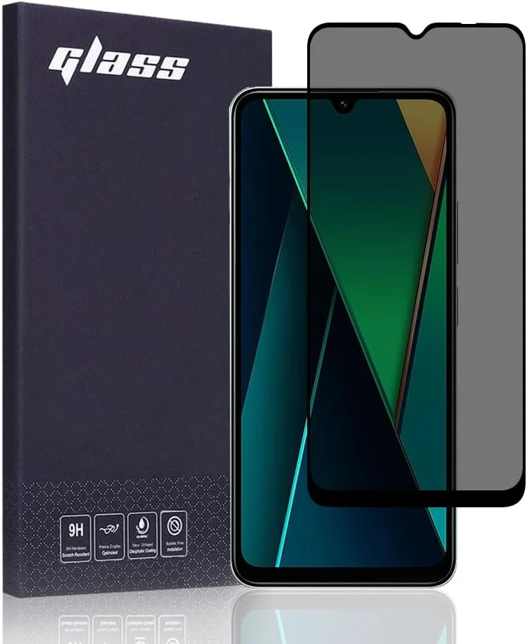 محافظ صفحه نمایش حریم خصوصی FiiMoo برای Xiaomi Poco C75، محافظ صفحه نمایش ضد جاسوسی، فیلم محافظ حریم خصوصی، [سازگار با قاب][سختی 9H][ضد خش]، شیشه حرارت دیده حریم خصوصی برای Xiaomi Poco C75