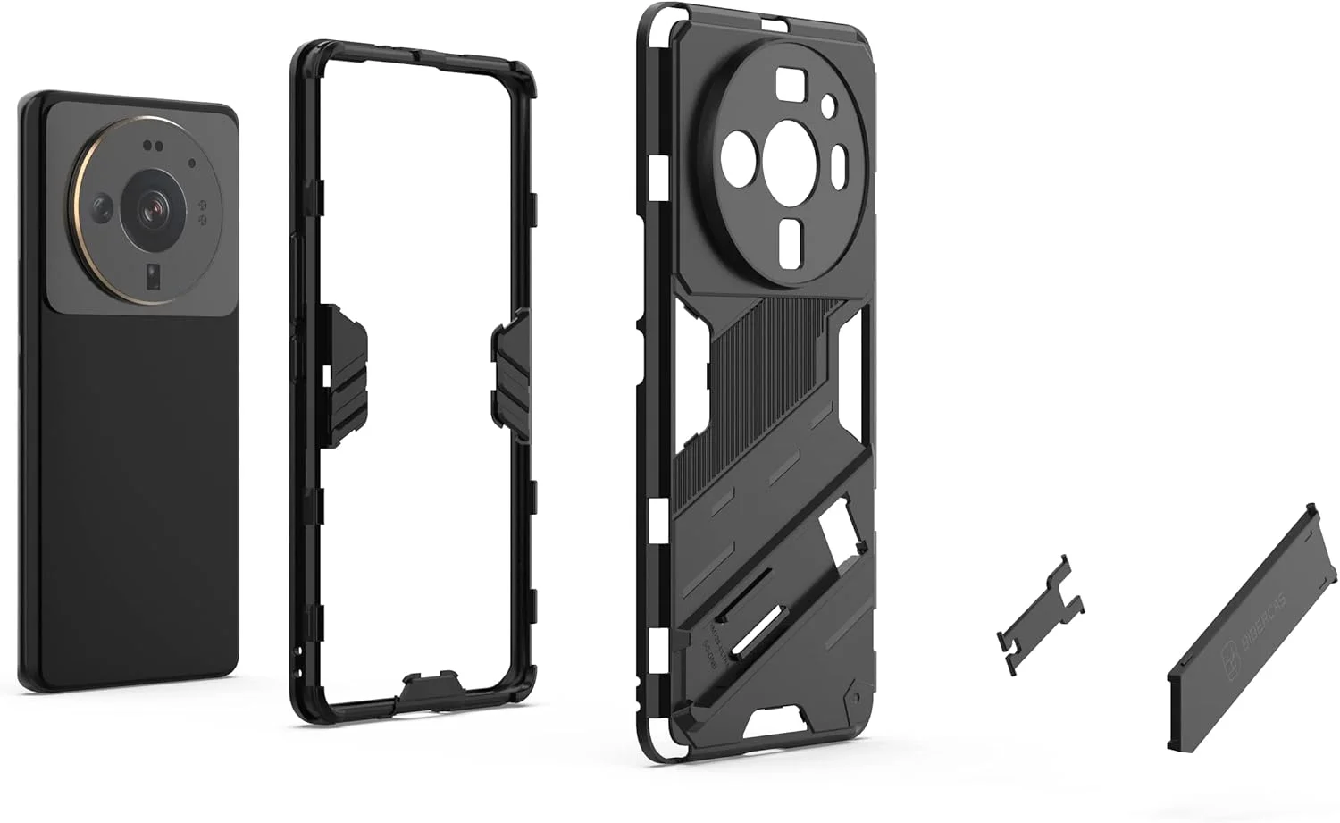 کیف محافظ گوشی QINOUK برای شیائومی 12S Ultra، [ضد ضربه] TPU نرم و PC سخت، ضد خش، به همراه محافظ صفحه نمایش شیشه ای حرارت دیده [2 عددی]، دارای پایه تاشو نامرئی، برای شیائومی 12S Ultra - سبز