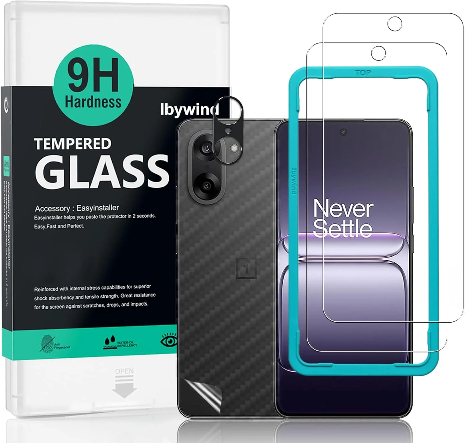 محافظ صفحه نمایش Ibywind برای OnePlus Nord CE5 5G، بسته 2 عددی، شیشه حرارت دیده با سختی 9H به همراه محافظ لنز دوربین، ابزار نصب آسان، بدون حباب، باز کردن قفل با اثر انگشت، ضد خرد شدن، ضد خش