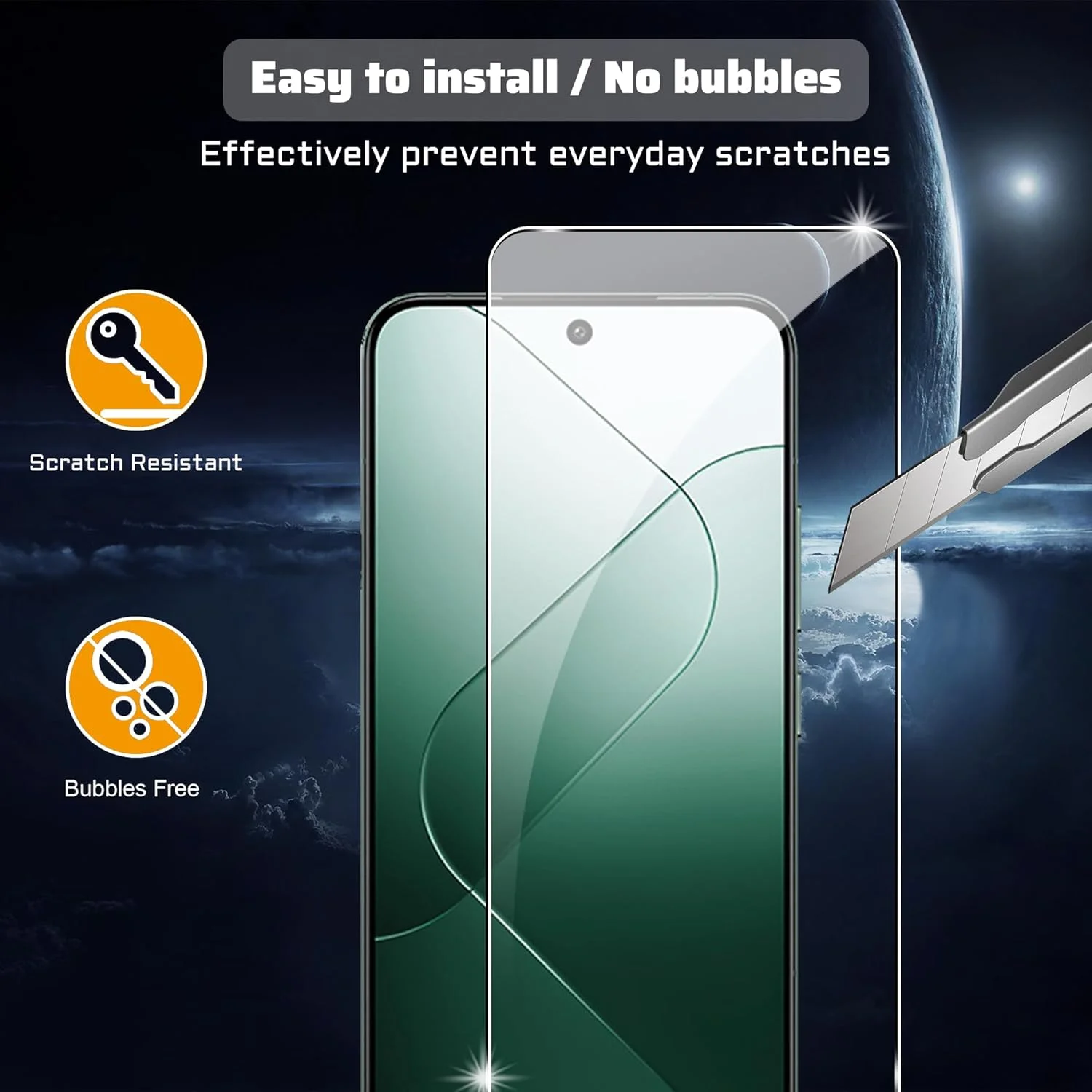 Lemxiee Screen Protector for Xiaomi 14 Tempered Glass [Pack of 2 + 2] Camera Protection + HD 9H Hardness Screen Protector Film Screen Protector for Xiaomi 14