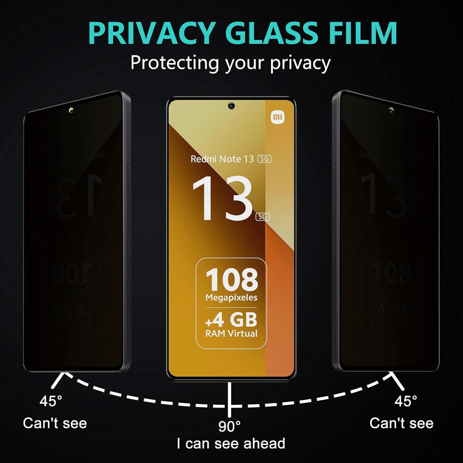 محافظ صفحه نمایش حریم خصوصی MaEiol برای شیائومی Redmi Note 13 5G به همراه قاب گوشی، محافظ صفحه نمایش شیشه ای حرارت دیده ضد جاسوسی 2 عددی، قاب محافظ سیلیکونی نرم ضد ضربه و ضد خش محافظ صفحه نمایش حریم خصوصی MaEiol برای شیائومی Redmi Note 13 5G به همراه قاب گوشی، محافظ صفحه نمایش شیشه ای حرارت دیده ضد جاسوسی 2 عددی، قاب محافظ سیلیکونی نرم ضد ضربه و ضد خش