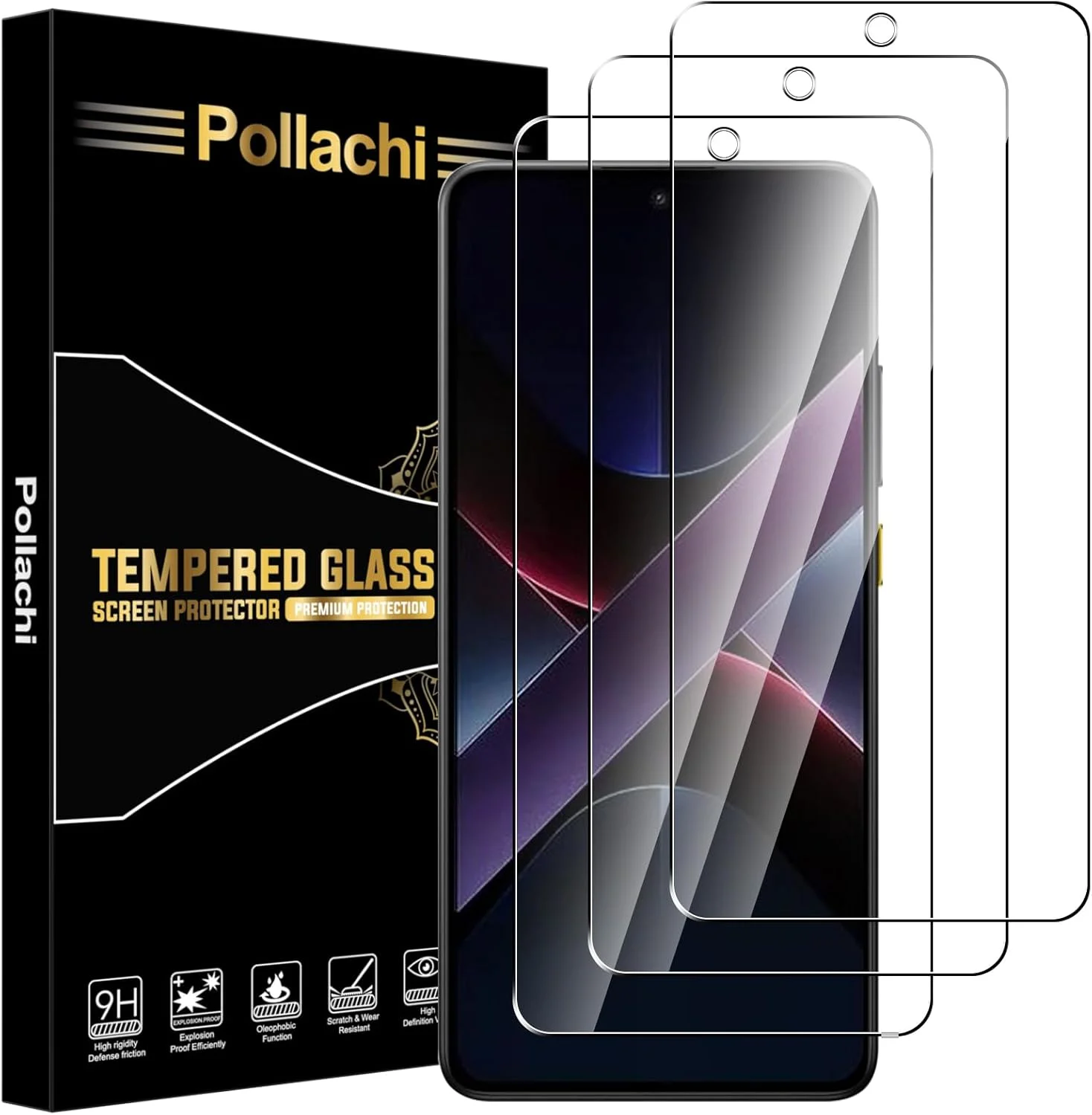 محافظ صفحه نمایش پولاچی برای ردمی نوت 14S 4G/شیائومی پوکو X7 پرو [بسته 3 عددی] فیلم شیشه ای حرارت دیده برای ردمی نوت 14S، سختی 9H، ضد اثر انگشت، بدون حباب