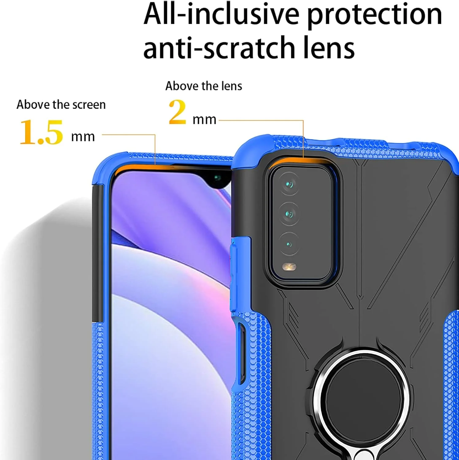 کاور محافظ گوشی GMUJIAO برای شیائومی Redmi 9T، کاور ضد ضربه دولایه، کاور گوشی TPU + PC 2 در 1 به همراه 2 محافظ صفحه نمایش شیشه ای حرارت دیده مقاوم در برابر خش - سفید