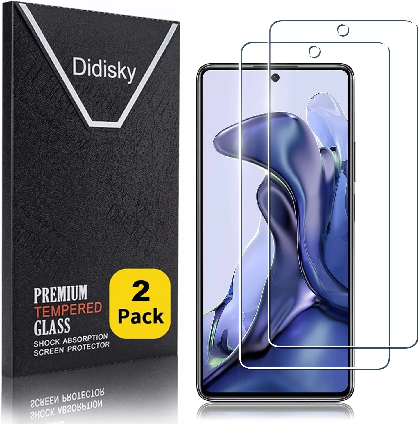 محافظ صفحه نمایش شیشه ای تمپرد Didisky برای شیائومی 11T 5G / 11T Pro 5G، [بسته 2 عددی] لمس نرم، تمیز کردن آسان، نصب آسان، شفاف