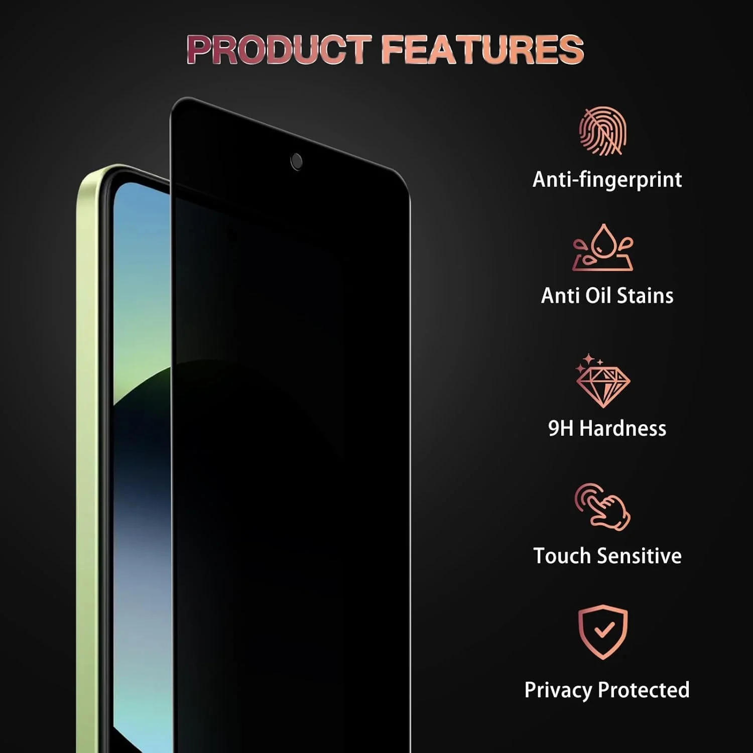 [بسته 2 عددی] محافظ صفحه نمایش ضد جاسوسی سازگار با Xiaomi Redmi 15 - شیشه محافظ حریم خصوصی، فیلم شیشه ای سخت 3D، محافظ ضد خش با سختی 9H
