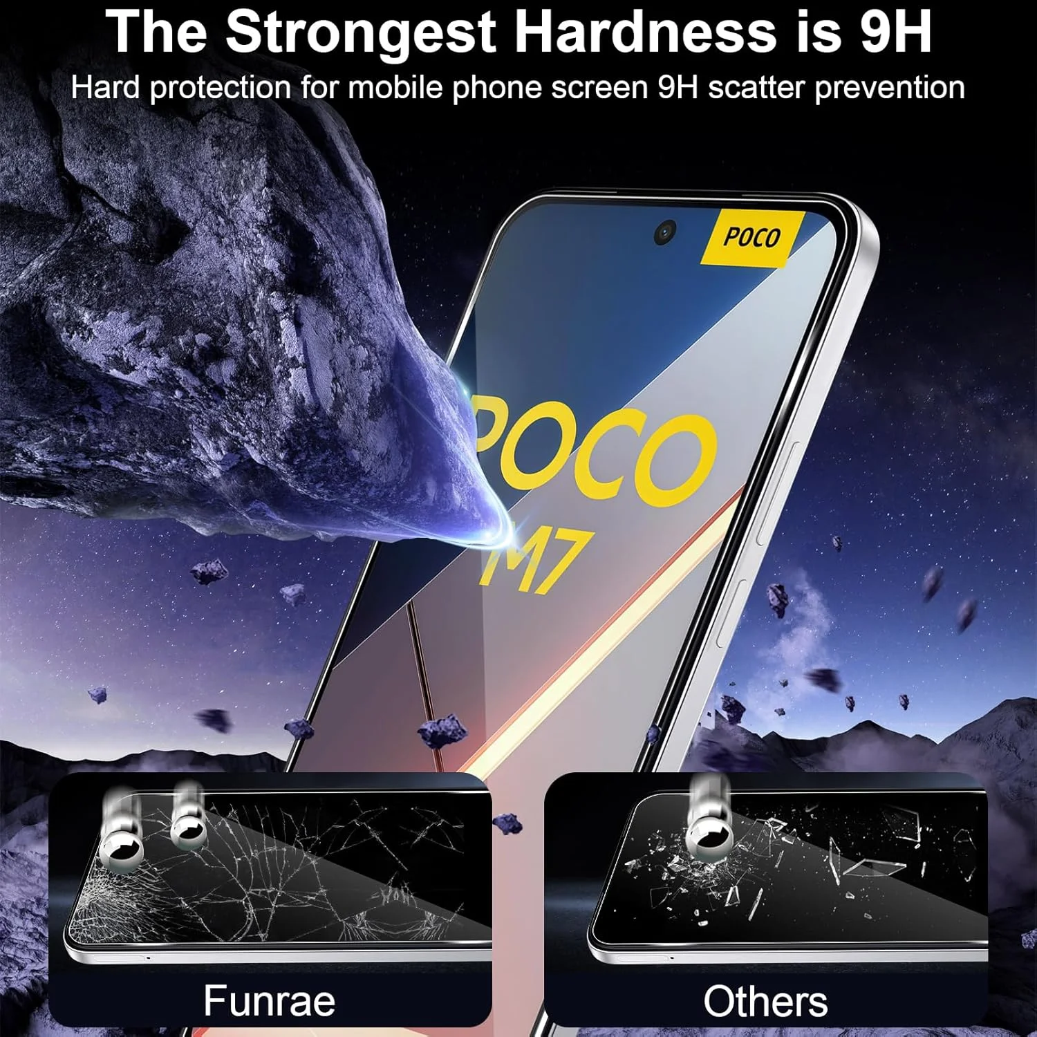 محافظ صفحه نمایش Funrae برای شیائومی Poco M7 4G، شیشه حرارت دیده با محافظ دوربین، 2 عدد فیلم 0.33 میلی متری با سختی 9H و 2 عدد محافظ دوربین فوق شفاف، محافظ صفحه نمایش ضد خش HD محافظ صفحه نمایش Funrae برای شیائومی Poco M7 4G، شیشه حرارت دیده با محافظ دوربین، 2 عدد فیلم 0.33 میلی متری با سختی 9H و 2 عدد محافظ دوربین فوق شفاف، محافظ صفحه نمایش ضد خش HD