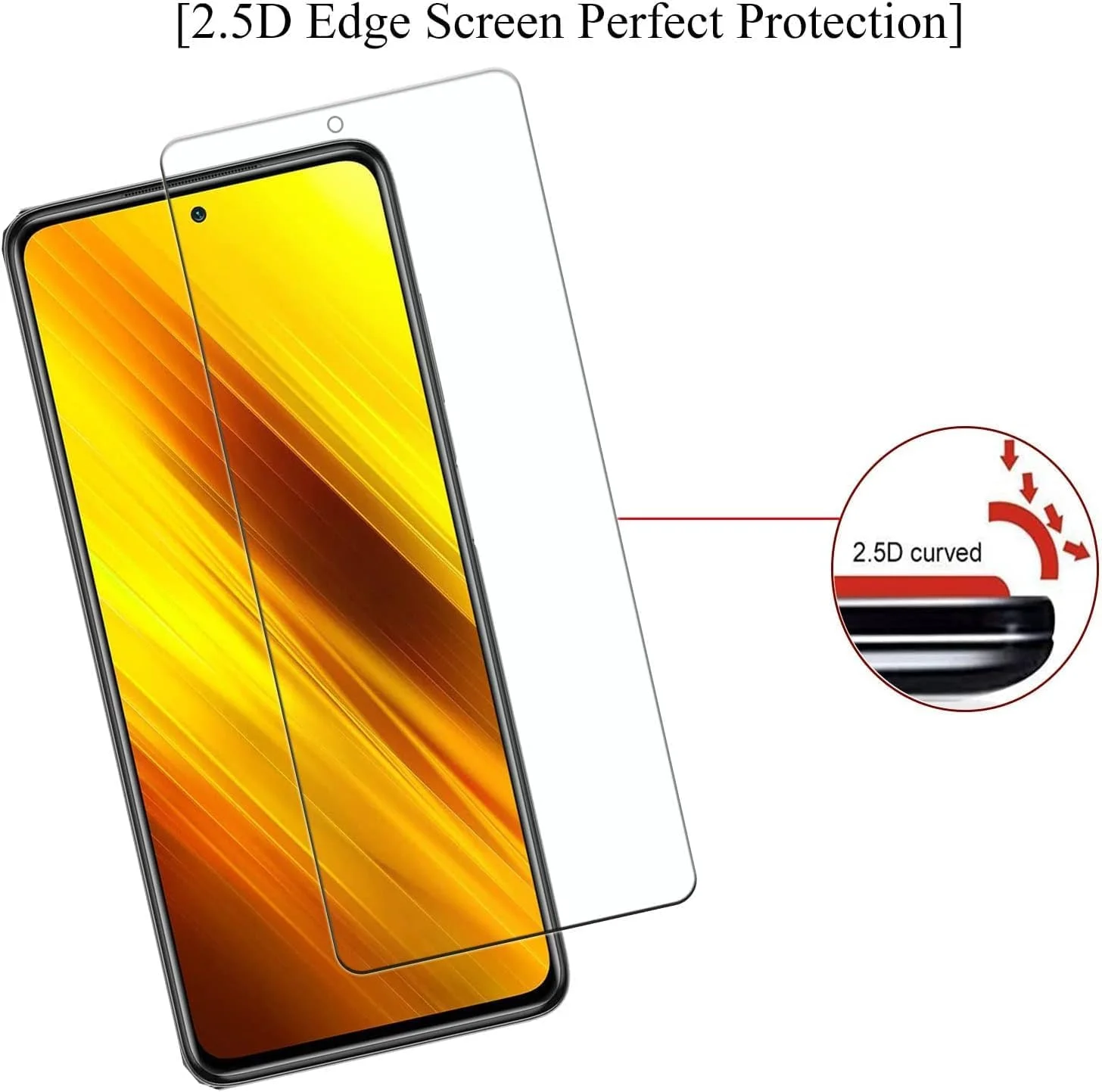 محافظ صفحه نمایش شیشه ای حرارت دیده 9H زویییک [بسته 3 عددی] برای گوشی شیائومی POCO X6 Pro 5G، محافظت در برابر اثر انگشت، فوق العاده شفاف، حساسیت لمسی بالا، فیلم ضد خش