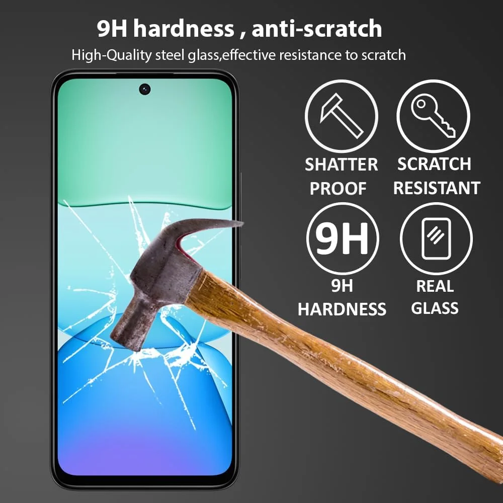 محافظ صفحه نمایش Al-HuTrusHi سازگار با شیائومی Redmi 13 / Redmi 13x / Redmi Note 13R، شیشه حرارت دیده [ضد تابش نور] [پوشش کامل HD] [نصب آسان] [حساس به لمس]