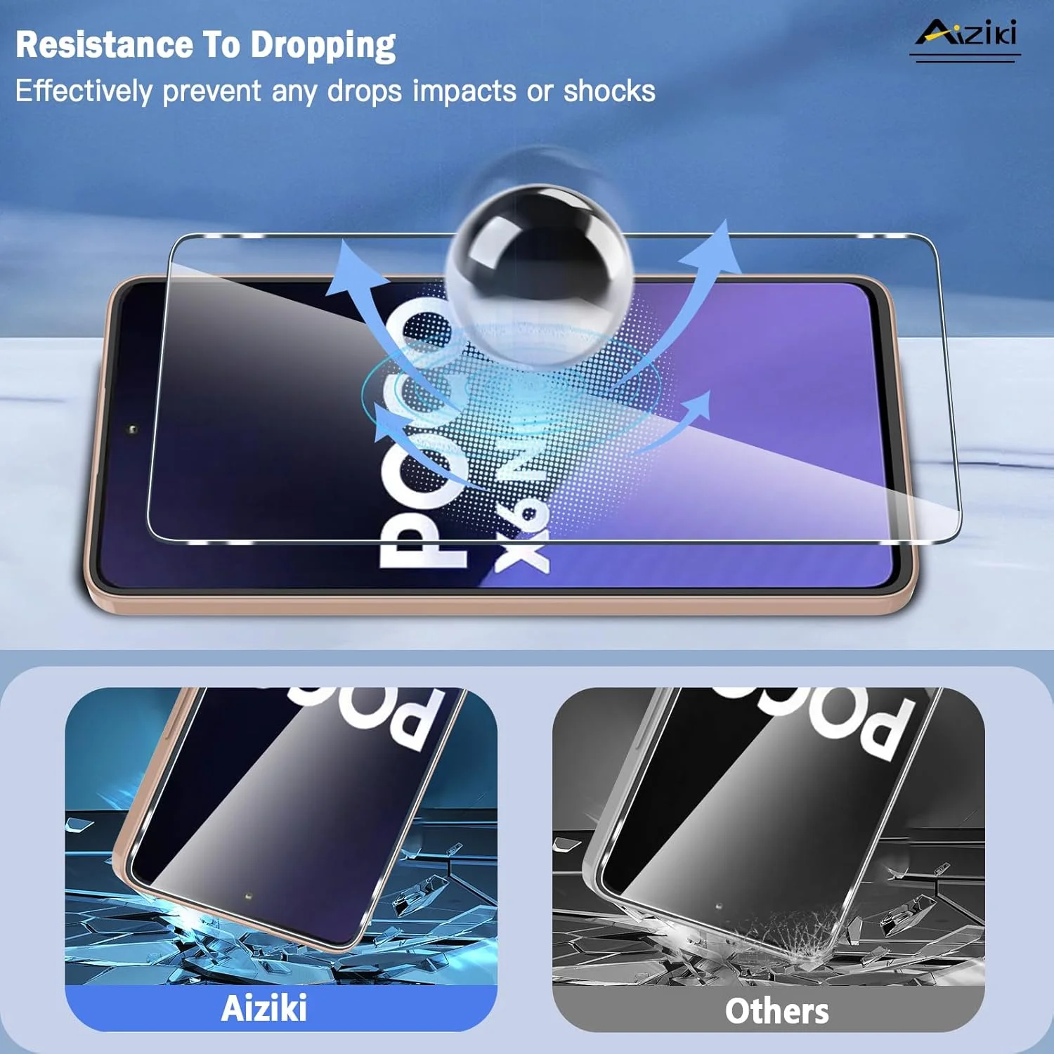 محافظ صفحه نمایش شیشه ای Aiziki [2 عددی] برای شیائومی ردمی 13 پرو 5G / شیائومی پوکو X6 نئو، فیلم شیشه ای حرارت دیده، محافظت در برابر ضربه، ضد خرد شدن، ضد خش، HD شفاف، بدون حباب