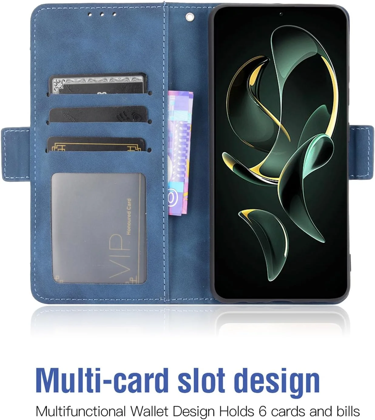 کیف پول چرمی سازگار با گوشی شیائومی 13T 5G به همراه محافظ صفحه نمایش شیشه ای، جا کارتی، کاور محافظ تلفن همراه مناسب برای زنان و مردان - آبی کیف پول چرمی سازگار با گوشی شیائومی 13T 5G به همراه محافظ صفحه نمایش شیشه ای، جا کارتی، کاور محافظ تلفن همراه مناسب برای زنان و مردان - آبی