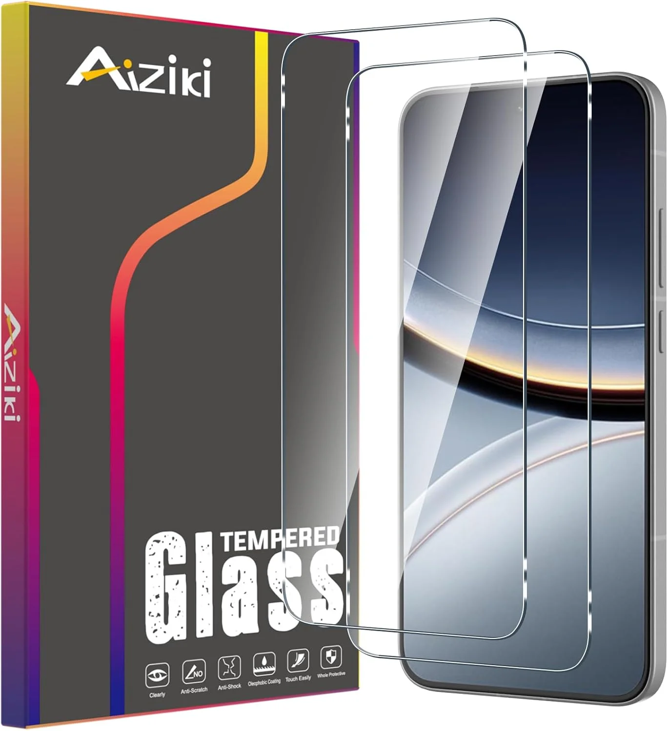 محافظ صفحه نمایش شیشه ای Aiziki [دو عددی] برای شیائومی Poco F7، 0.33 میلی متر فوق العاده شفاف، فوق العاده مقاوم، شیشه حرارت دیده با سختی 9H برای شیائومی Poco F7