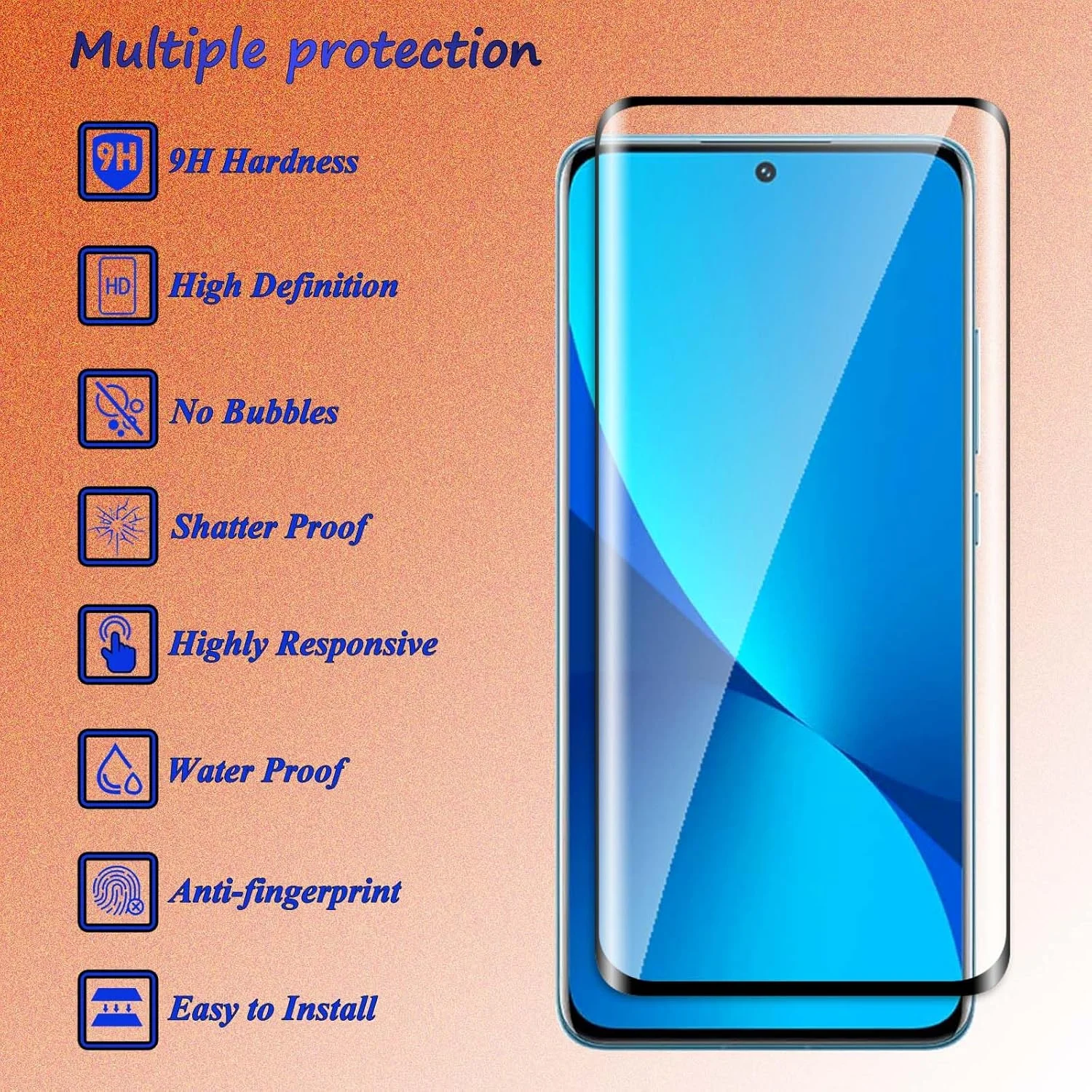 محافظ صفحه نمایش شیشه ای حرارت دیده Fyqzio [بسته 2+2 عددی] سازگار با Xiaomi 12/12X و دوربین، بدون حباب، سختی 9H، ضد خش، لبه های منحنی سه بعدی، محافظ صفحه نمایش HD برای Xiaomi 12/12X