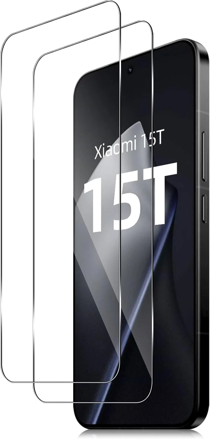 محافظ صفحه نمایش شیشه ای تمپرد Xunzii برای شیائومی 15T/15T Pro [2 عدد]، فیلم محافظ صفحه نمایش شیشه ای تمپرد [سختی 9H]، بدون حباب، ضد خش، شیشه ای تمپرد شفاف HD 0.33 میلی متری