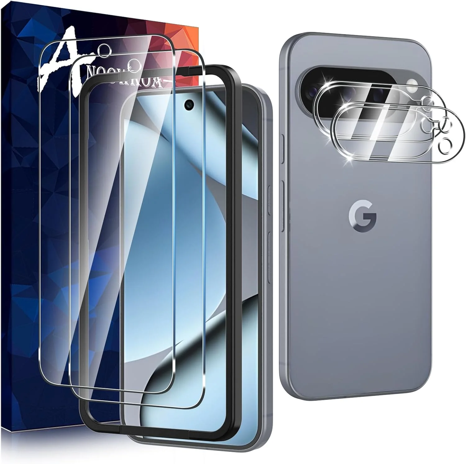 Anoowkoa 2+2 Pack for Google Pixel 10 Pro 5G Screen Protectors and Camera Lens Protectors Guard Tempered Glass Film,with Alignment Frame Tool Anti Fingerprints Protective Film