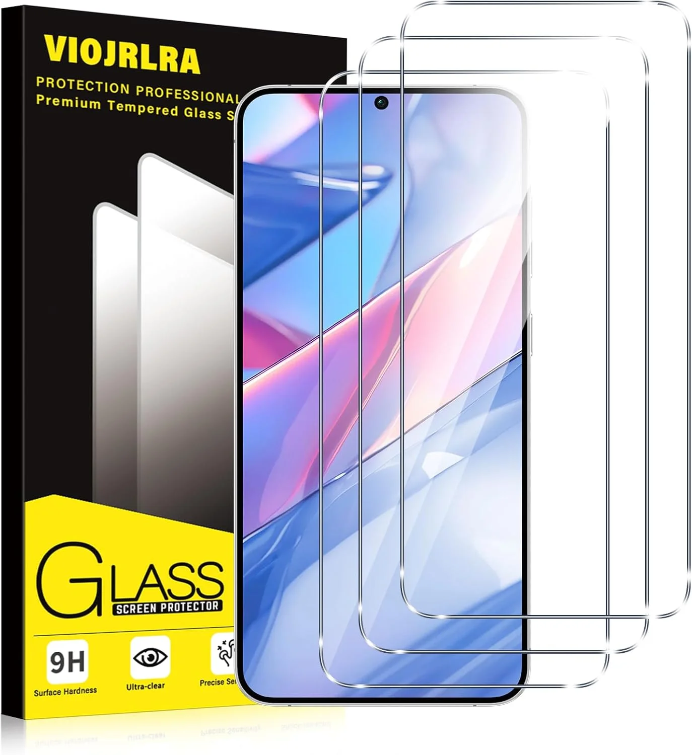 Viojrlra Pack of 3 Tempered Glass for Xiaomi Redmi Note 13 5G, 9H Hardness HD Clear Screen Protector, Anti Scratch, Anti-Fingerprint, Bubble Free, Ultra Resistant Screen Protector