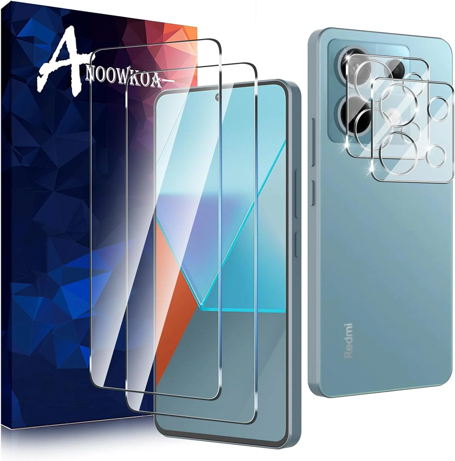 Anoowkoa [2+2 Pack for Xiaomi Redmi Note 13 Pro 5G Screen Protectors and Camera Lens Protectors Guard Tempered Glass Film, Anti Fingerprints Protective Film