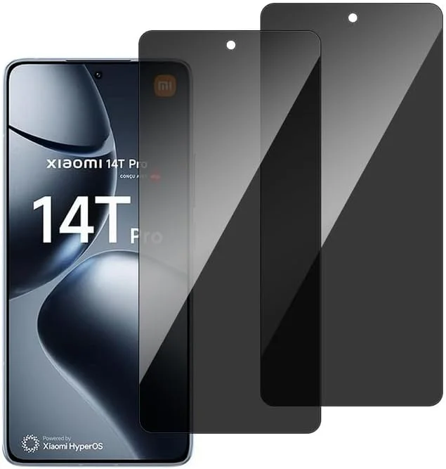 chejuza Privacy Screen Protector for Xiaomi 14T/14T Pro [2 Pack], 9H Hardness, Full Coverage, Anti-Spy Tempered Glass, HD Screen Protector