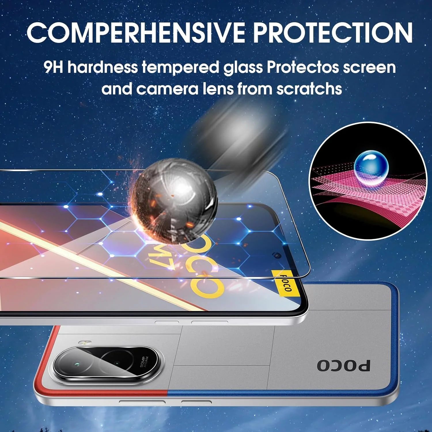 Lutree Tempered Glass Screen Protector for Xiaomi Poco M7 4G, Pack of 3 + 3 Protective Glass + Camera Protection Film, 9H Hardness Anti-Scratch Screen Protector, Bubble-Free HD Screen Protector Lutree Tempered Glass Screen Protector for Xiaomi Poco M7 4G, Pack of 3 + 3 Protective Glass + Camera Protection Film, 9H Hardness Anti-Scratch Screen Protector, Bubble-Free HD Screen Protector