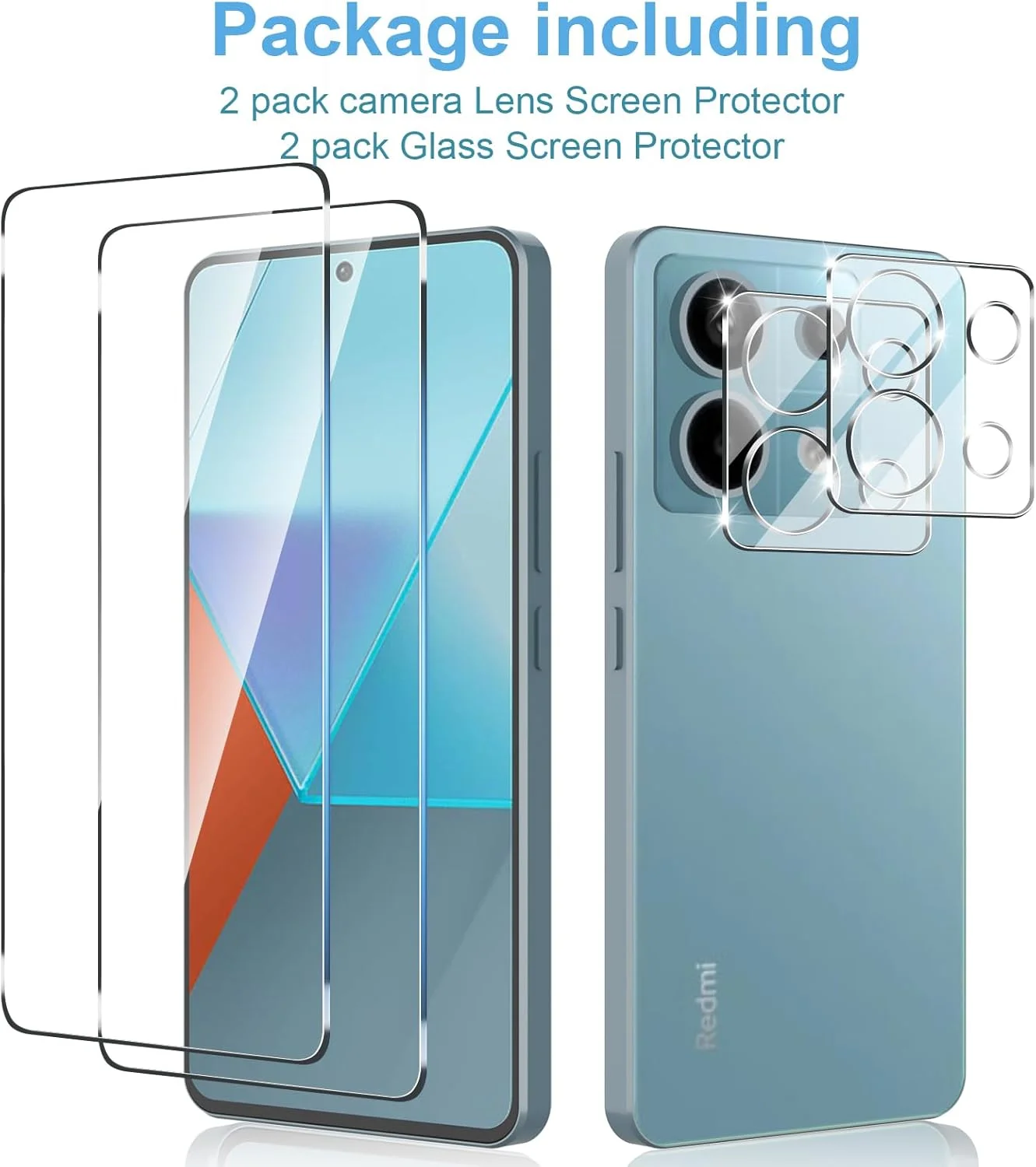 Anoowkoa [2+2 Pack for Xiaomi Redmi Note 13 Pro 5G Screen Protectors and Camera Lens Protectors Guard Tempered Glass Film, Anti Fingerprints Protective Film Anoowkoa [2+2 Pack for Xiaomi Redmi Note 13 Pro 5G Screen Protectors and Camera Lens Protectors Guard Tempered Glass Film, Anti Fingerprints Protective Film