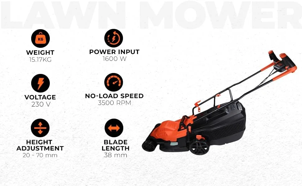 علف زن برقی بلک اند دکر 1600 وات 38 سانتی متری با دسته دوچرخه ای، Bemw471Bh-GB علف زن برقی بلک اند دکر 1600 وات 38 سانتی متری با دسته دوچرخه ای، Bemw471Bh-GB