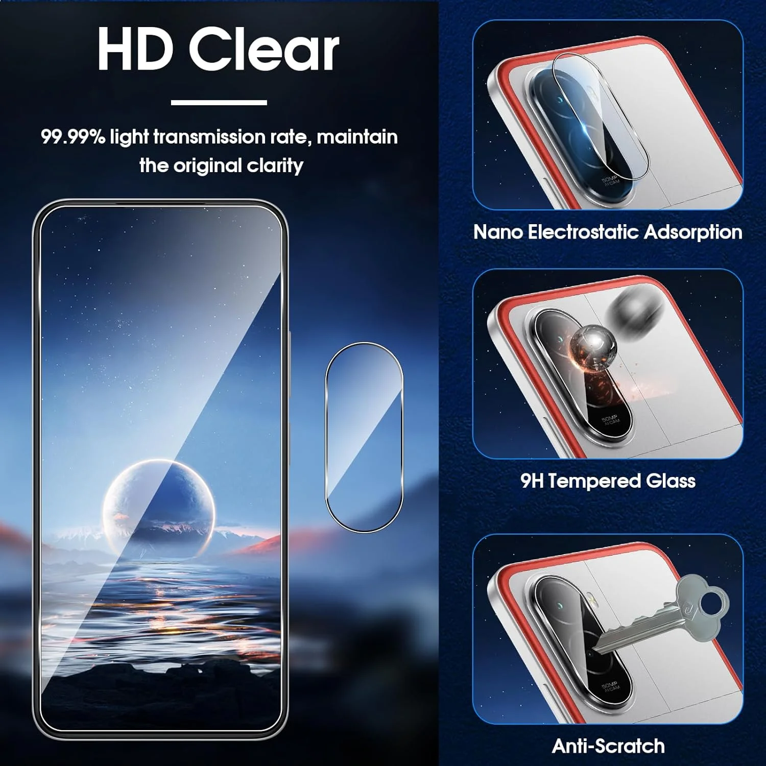 Lutree Tempered Glass Screen Protector for Xiaomi Poco M7 4G, Pack of 3 + 3 Protective Glass + Camera Protection Film, 9H Hardness Anti-Scratch Screen Protector, Bubble-Free HD Screen Protector Lutree Tempered Glass Screen Protector for Xiaomi Poco M7 4G, Pack of 3 + 3 Protective Glass + Camera Protection Film, 9H Hardness Anti-Scratch Screen Protector, Bubble-Free HD Screen Protector
