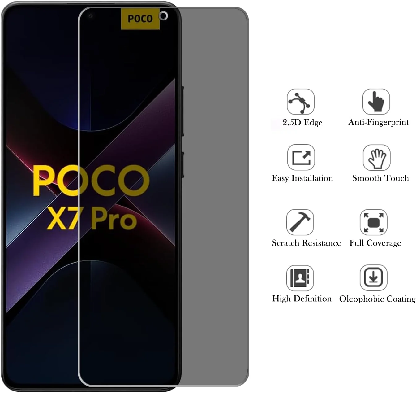 محافظ صفحه نمایش حریم خصوصی شیائومی POCO X7 Pro، بسته 2 عددی، فیلم شیشه ای حرارت دیده ضد جاسوسی، محافظ صفحه نمایش ضد خش برای شیائومی POCO X7 Pro 6.67 اینچ (حریم خصوصی) محافظ صفحه نمایش حریم خصوصی شیائومی POCO X7 Pro، بسته 2 عددی، فیلم شیشه ای حرارت دیده ضد جاسوسی، محافظ صفحه نمایش ضد خش برای شیائومی POCO X7 Pro 6.67 اینچ (حریم خصوصی)