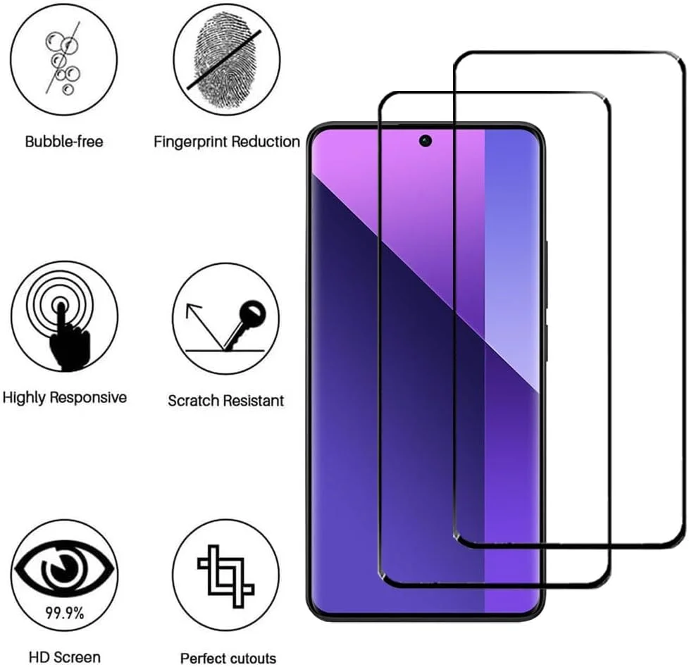 محافظ صفحه نمایش [2 عددی] jonlineuk برای شیائومی Redmi Note 13 Pro Plus (Pro+)، فیلم شیشه ای حرارت دیده، [سازگار با قاب][ضد خش][ضد شکستگی] برای شیائومی Redmi Note 13 Pro Plus