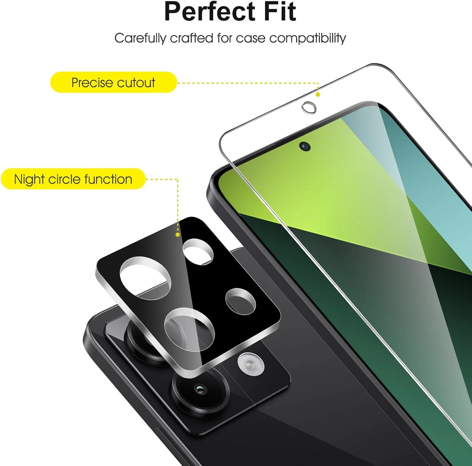 محافظ صفحه نمایش شیشه ای تمپرد اسکرین SPARIN برای گوشی شیائومی Redmi Note 13 Pro 5G، شامل 2 محافظ صفحه نمایش و 2 محافظ دوربین، سختی 9H، ضد خش محافظ صفحه نمایش شیشه ای تمپرد اسکرین SPARIN برای گوشی شیائومی Redmi Note 13 Pro 5G، شامل 2 محافظ صفحه نمایش و 2 محافظ دوربین، سختی 9H، ضد خش