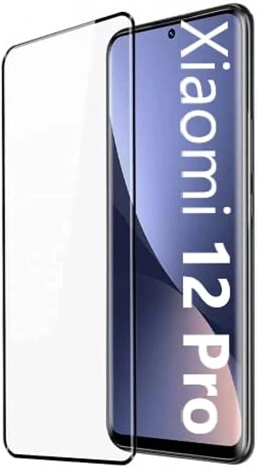 محافظ صفحه نمایش شیشه ای خمیده سه بعدی Muzz برای شیائومی 12 پرو، شیشه مشکی مناسب برای شیائومی Mi 12 پرو