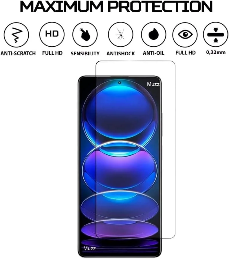 محافظ صفحه نمایش شیشه ای تمپرد ضد خش 9H HD فیلم محافظ گوشی Muzz Xiaomi Redmi Note 12 Pro برای Redmi Note 12 Pro 5G شفاف محافظ صفحه نمایش شیشه ای تمپرد ضد خش 9H HD فیلم محافظ گوشی Muzz Xiaomi Redmi Note 12 Pro برای Redmi Note 12 Pro 5G شفاف