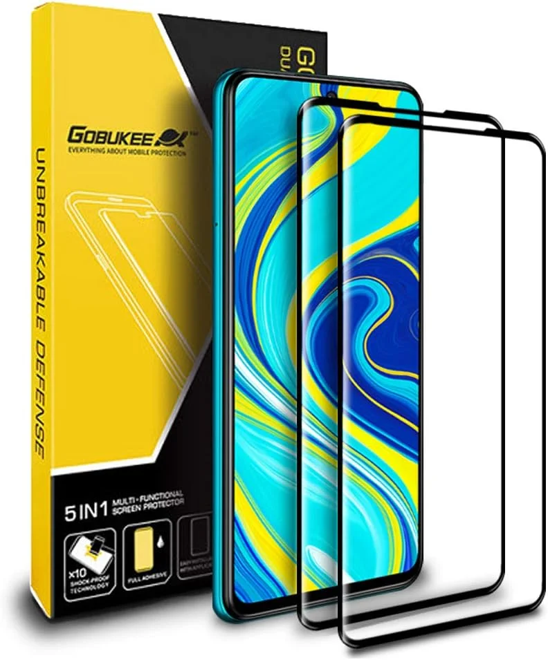 گلس محافظ صفحه نمایش شیشه ای تمپرد [2 عددی] GOBUKEE شیائومی Redmi Note 9/ 9s/ 9 Pro [پوشش کامل] وضوح HD و ضد اثر انگشت برای Note9 / Note9s Note9Pro