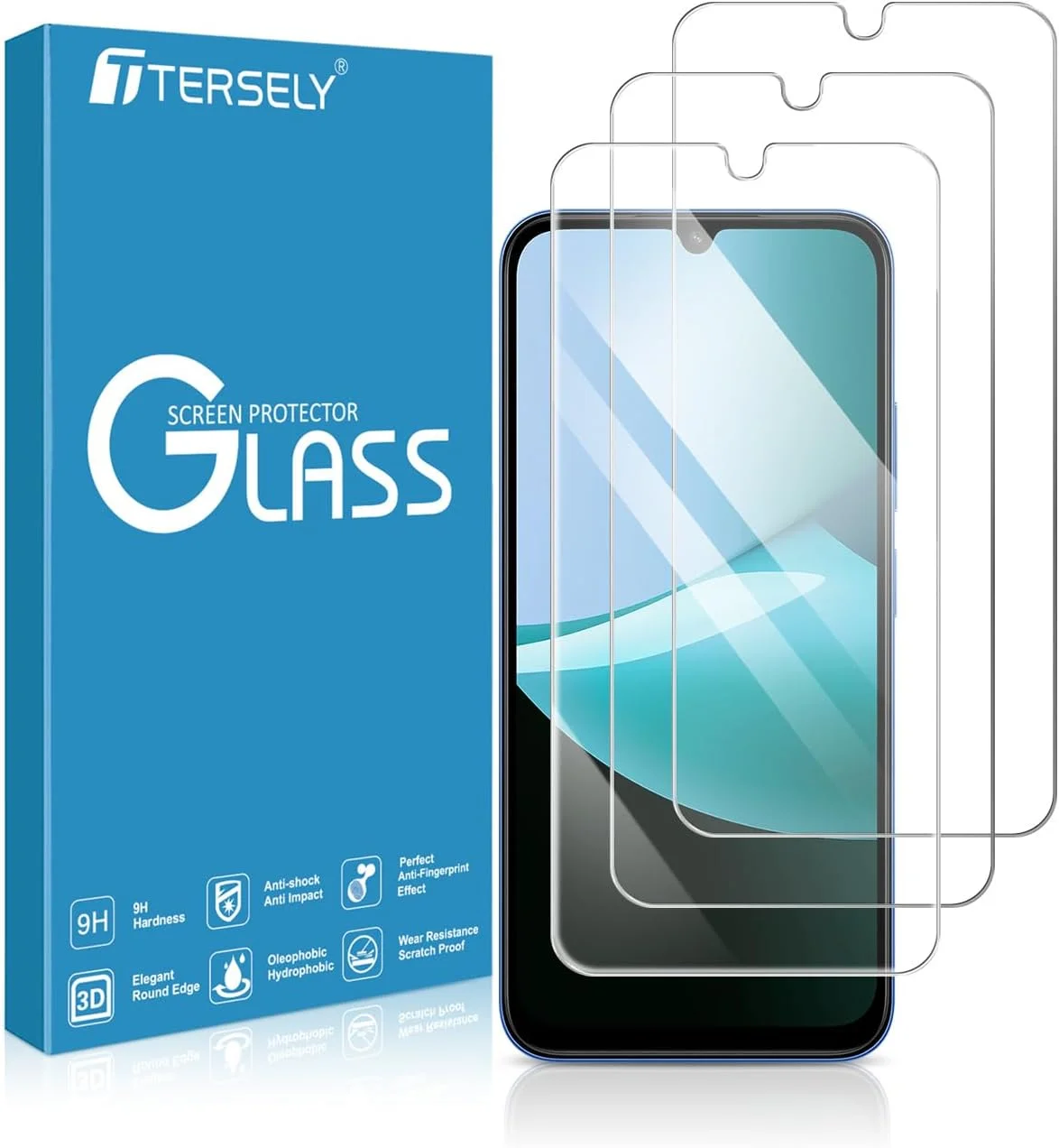 محافظ صفحه نمایش شیشه ای حرارت دیده [بسته 3 عددی] T Tersely برای شیائومی Redmi 15C، سازگار با قاب، فوق العاده شفاف، مقاوم در برابر شکستگی، فیلم ضد خش برای محافظت بیشتر