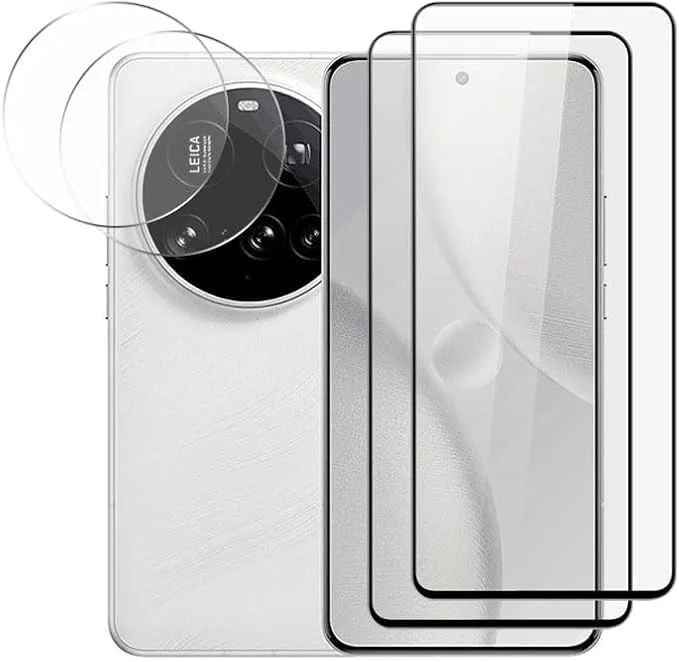 محافظ صفحه نمایش Gruattreay [بسته 2+2 عددی] سازگار با Xiaomi 15 Ultra به همراه محافظ لنز دوربین، پوشش کامل شیشه حرارت دیده 9H، Ultra HD، ضد خش، بدون حباب، نصب آسان