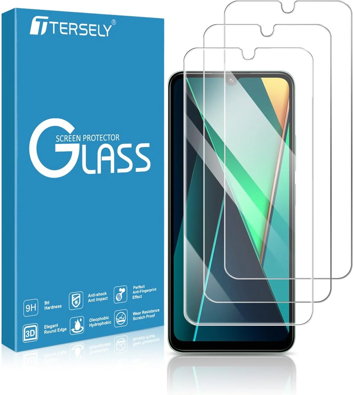 محافظ صفحه نمایش شیشه ای حرارت دیده [بسته 3 عددی] T Tersely برای گوشی شیائومی POCO C75، سازگار با قاب، فوق العاده شفاف، ضد خرد شدن، فیلم ضد خش برای محافظت بیشتر