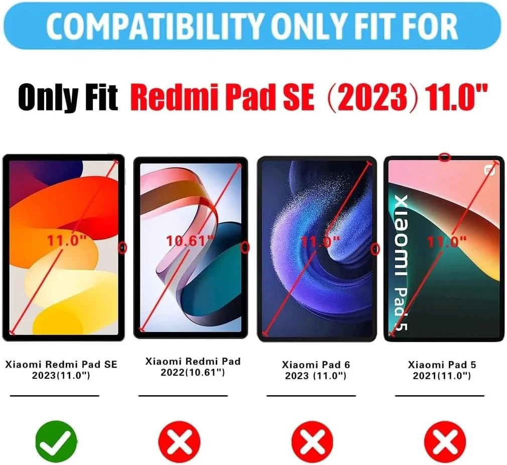 محافظ صفحه نمایش شیشه ای تمپر شده برای شیائومی Redmi Pad SE 2023 [بدون حباب] [سختی 9H] [مقاوم در برابر خراش] فیلم محافظ شیشه ای تمپر شده برای Redmi Pad SE شفاف (1)