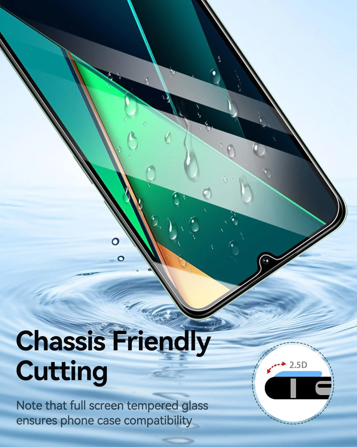 محافظ صفحه نمایش شیشه ای حرارت دیده [بسته 3 عددی] T Tersely برای گوشی شیائومی POCO C75، سازگار با قاب، فوق العاده شفاف، ضد خرد شدن، فیلم ضد خش برای محافظت بیشتر