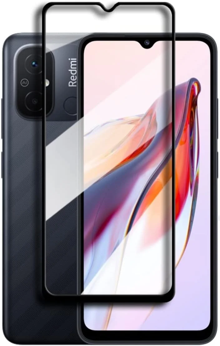 محافظ صفحه نمایش Zubitech برای شیائومی Redmi 12C، محافظ صفحه شیشه ای حرارت دیده با پوشش کامل صفحه نمایش، وضوح HD، ضد خرد شدن، ضد خش برای شیائومی Redmi 12C (شیشه 5D)