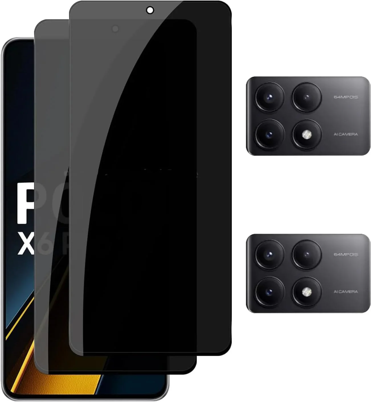 محافظ صفحه نمایش حریم خصوصی و محافظ لنز دوربین شیشه ای لوکیون سازگار با شیائومی پوکو X6 پرو 5G (2+2 عددی) [ضد جاسوسی] ضد خش (پوکو X6 پرو)
