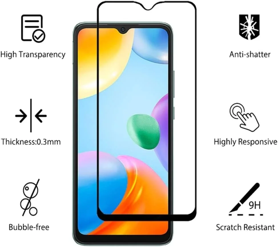 محافظ صفحه نمایش Zubitech برای شیائومی Redmi 12C، محافظ صفحه شیشه ای حرارت دیده با پوشش کامل صفحه نمایش، وضوح HD، ضد خرد شدن، ضد خش برای شیائومی Redmi 12C (شیشه 5D) محافظ صفحه نمایش Zubitech برای شیائومی Redmi 12C، محافظ صفحه شیشه ای حرارت دیده با پوشش کامل صفحه نمایش، وضوح HD، ضد خرد شدن، ضد خش برای شیائومی Redmi 12C (شیشه 5D)