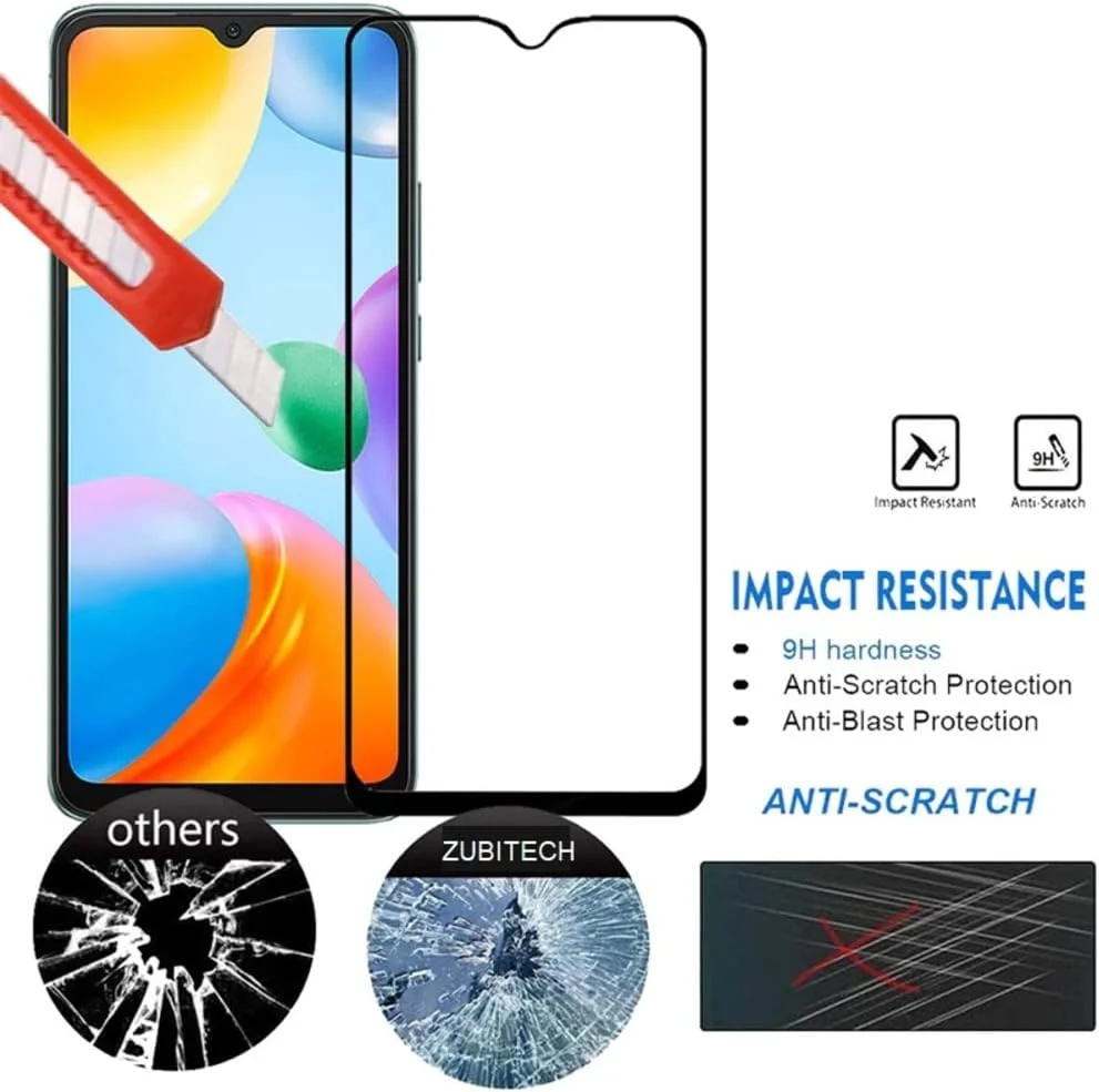 محافظ صفحه نمایش Zubitech برای شیائومی Redmi 12C، محافظ صفحه شیشه ای حرارت دیده با پوشش کامل صفحه نمایش، وضوح HD، ضد خرد شدن، ضد خش برای شیائومی Redmi 12C (شیشه 5D) محافظ صفحه نمایش Zubitech برای شیائومی Redmi 12C، محافظ صفحه شیشه ای حرارت دیده با پوشش کامل صفحه نمایش، وضوح HD، ضد خرد شدن، ضد خش برای شیائومی Redmi 12C (شیشه 5D)