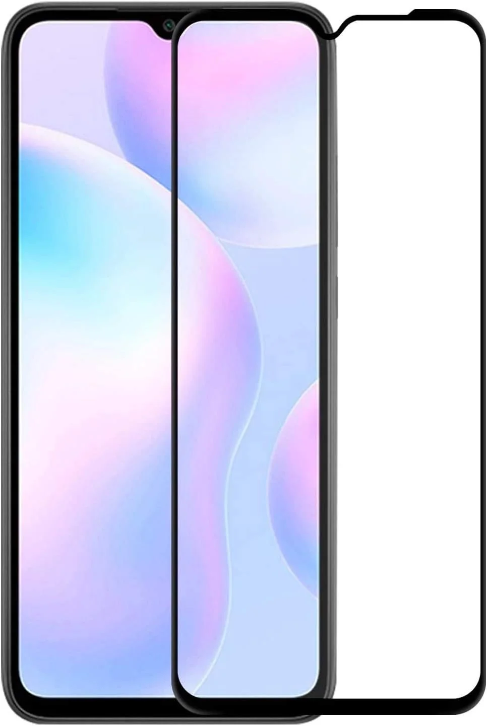 محافظ صفحه نمایش شیشه ای تمپرد Al-HuTrusHi برای شیائومی Redmi 9A [پوشش کامل HD] [نصب آسان] [لبه گرد] [مقاوم در برابر خراش] [سختی 9H] [بدون حباب] فیلم محافظ صفحه